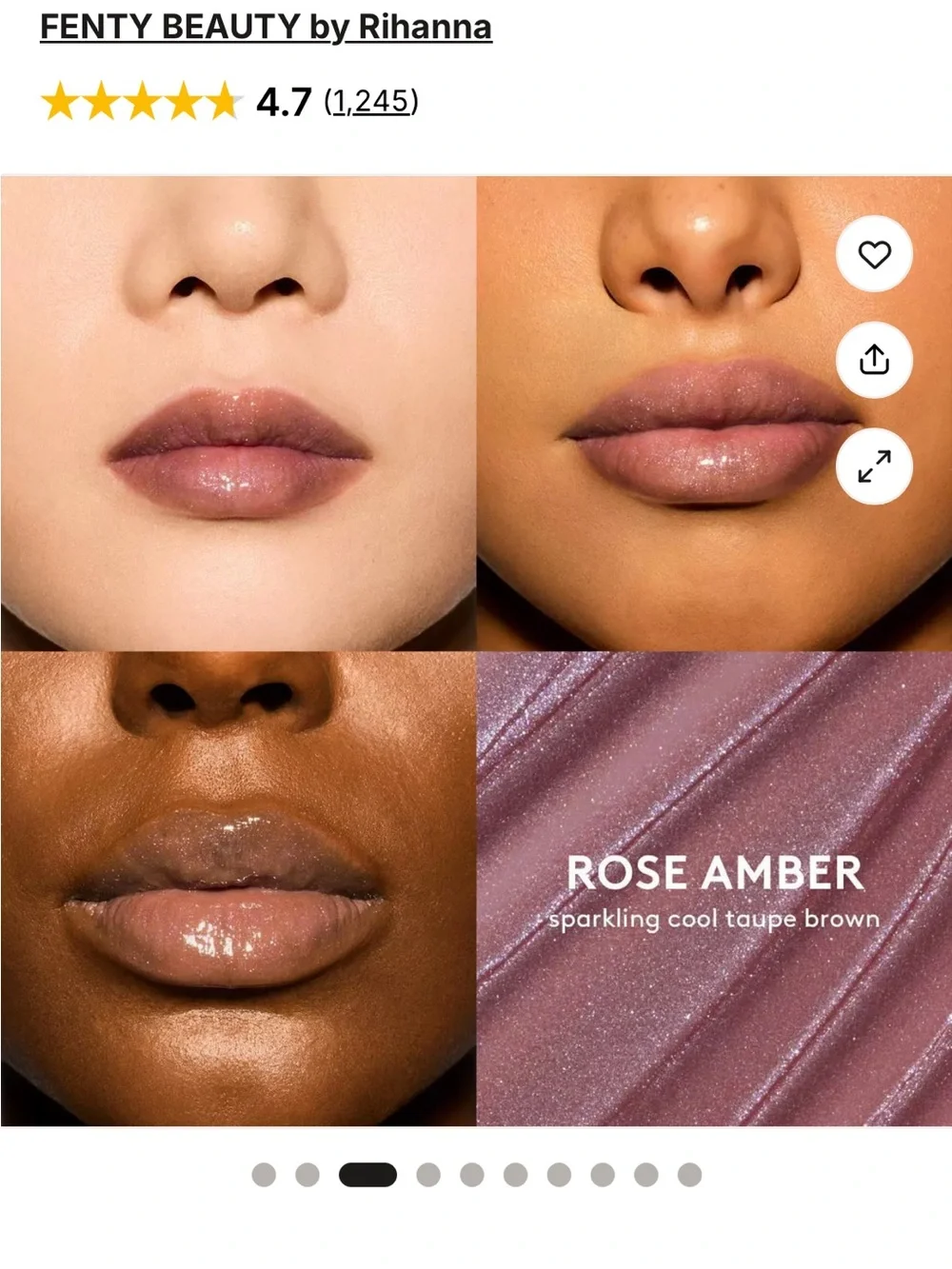 Fenty Beauty Gloss Bomb Lip Oil Luminizer Rose Amber Sparkling Cool Taupe Brown